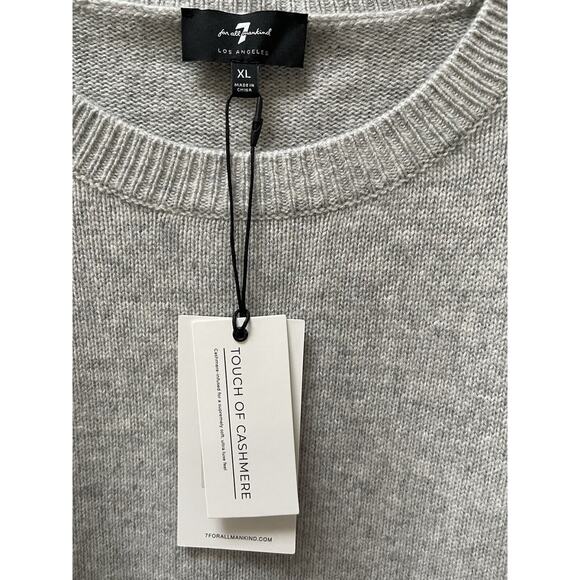 NWT 7 For All Mankind 7FAM Merino Wool Cashmere Blend Sweater Grey Heather XL - Picture 2 of 11